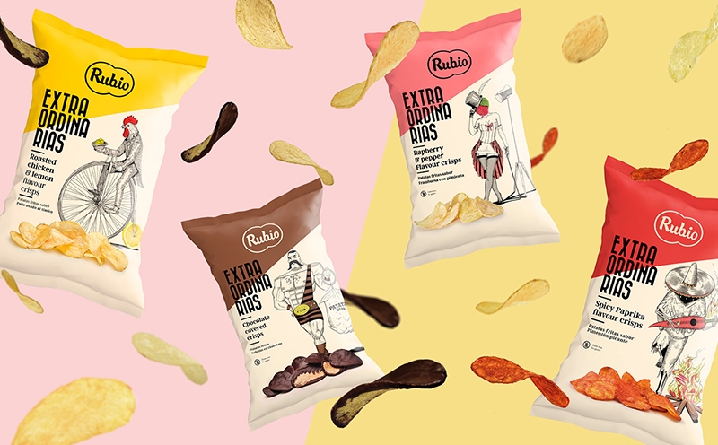 薯片包裝設(shè)計，休閑食品系列插畫包裝設(shè)計