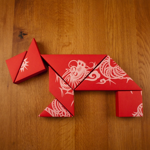 春節禮品盒包裝設計，新年七巧板的妙用