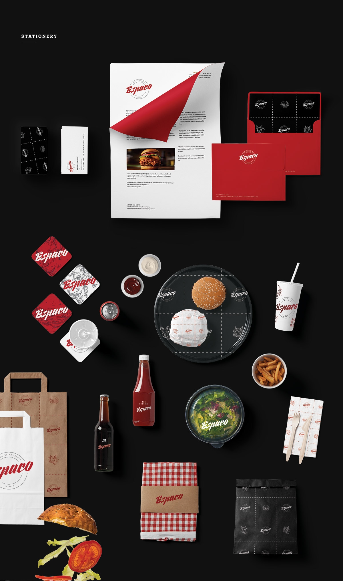 Espaco漢堡、薯條和飲料西餐店品牌包裝設計