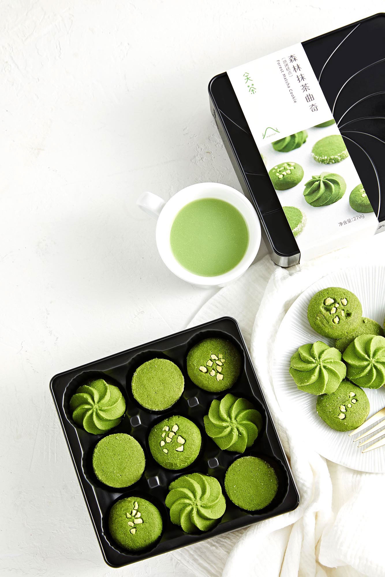 關(guān)茶森林抹茶曲奇系列餅干食品包裝設(shè)計