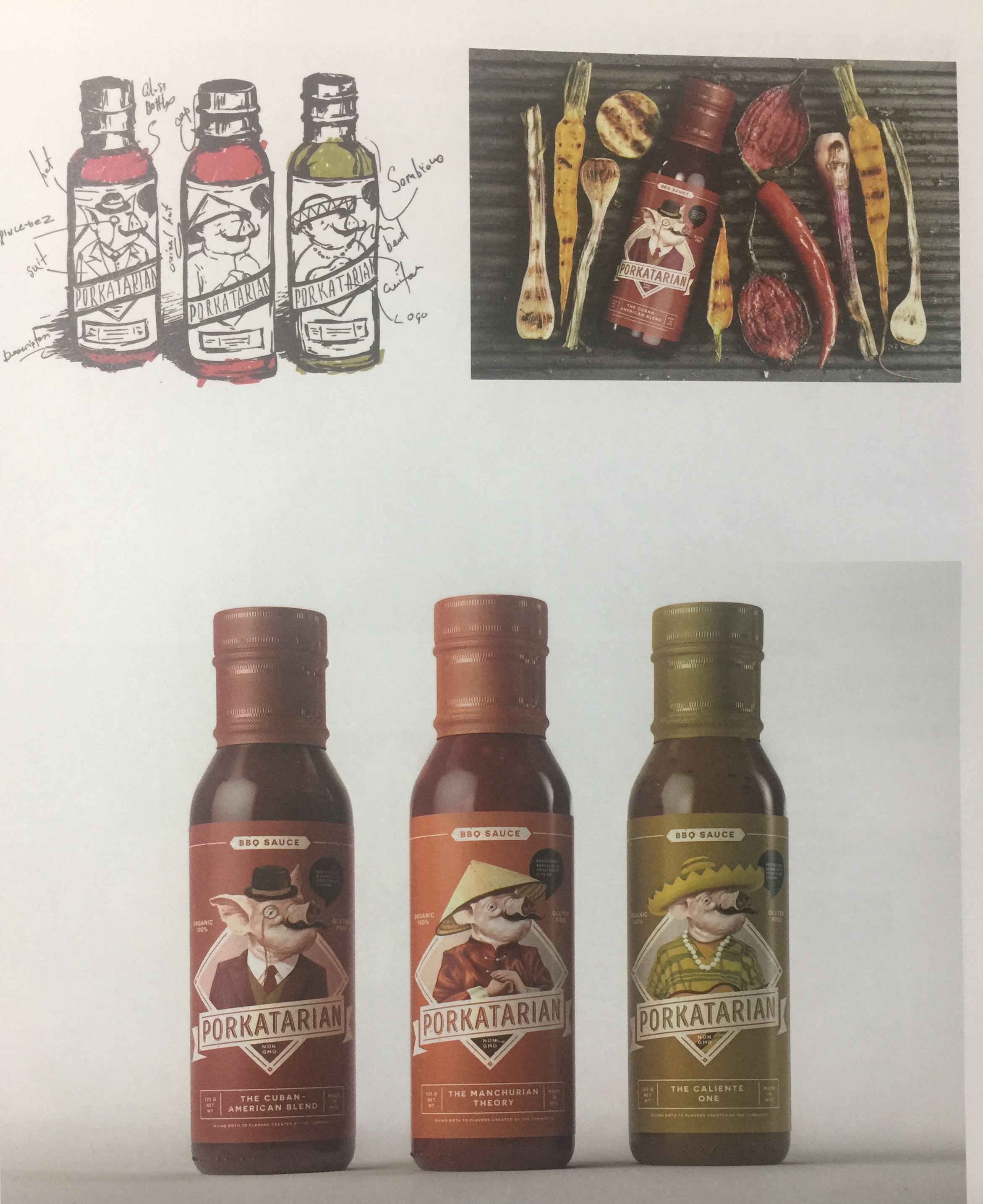 吸引顧客注意的豬肉燒烤調味汁包裝設計